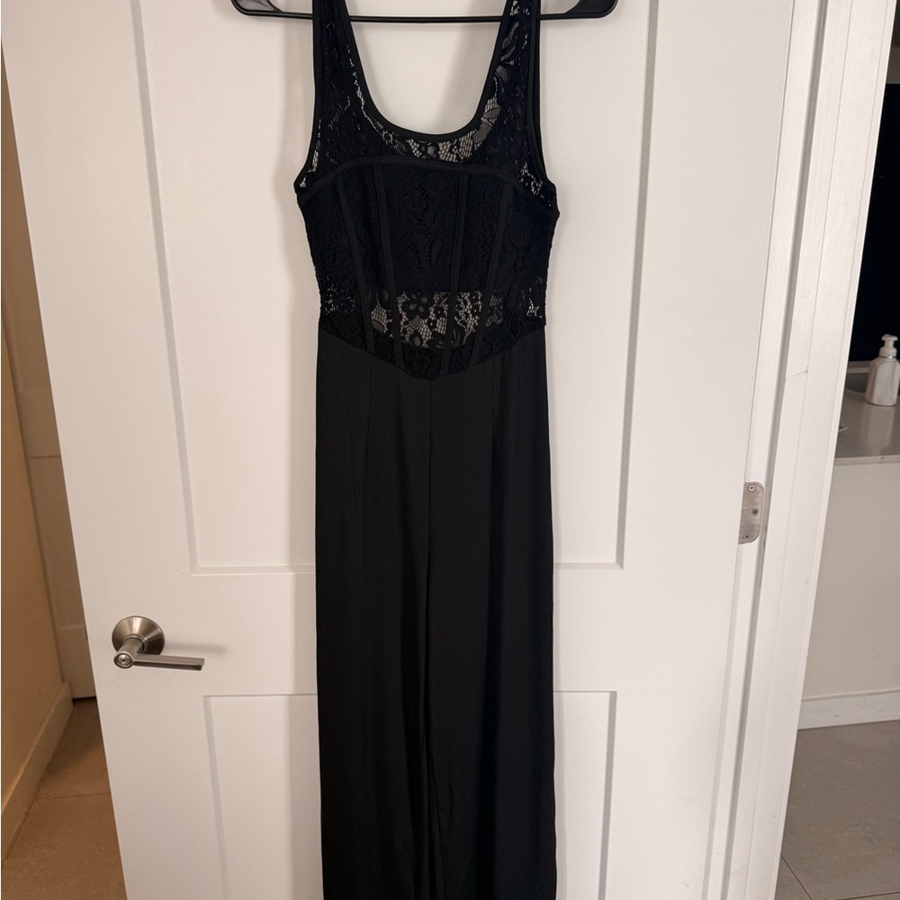 SHEIN Black Lace Detail Jumpsuit